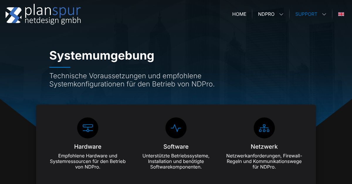 Technische Voraussetzungen und empfohlene Systemkonfigurationen für den Betrieb von NDPro.