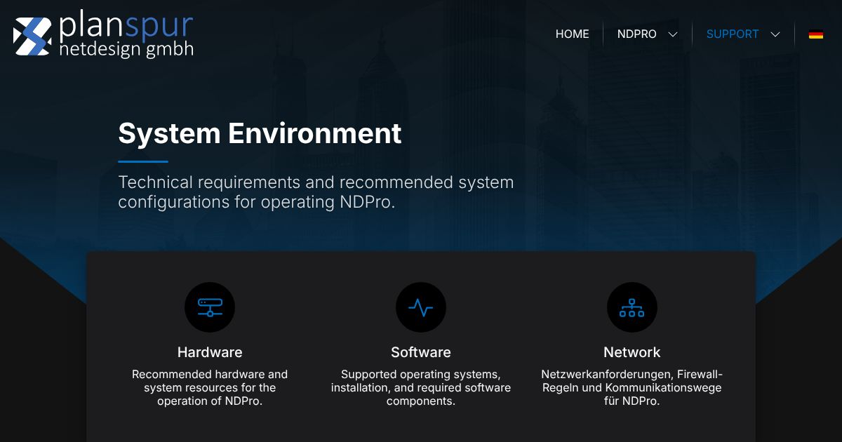 Support, documentation, and technical assistance for the operation of NDPro.